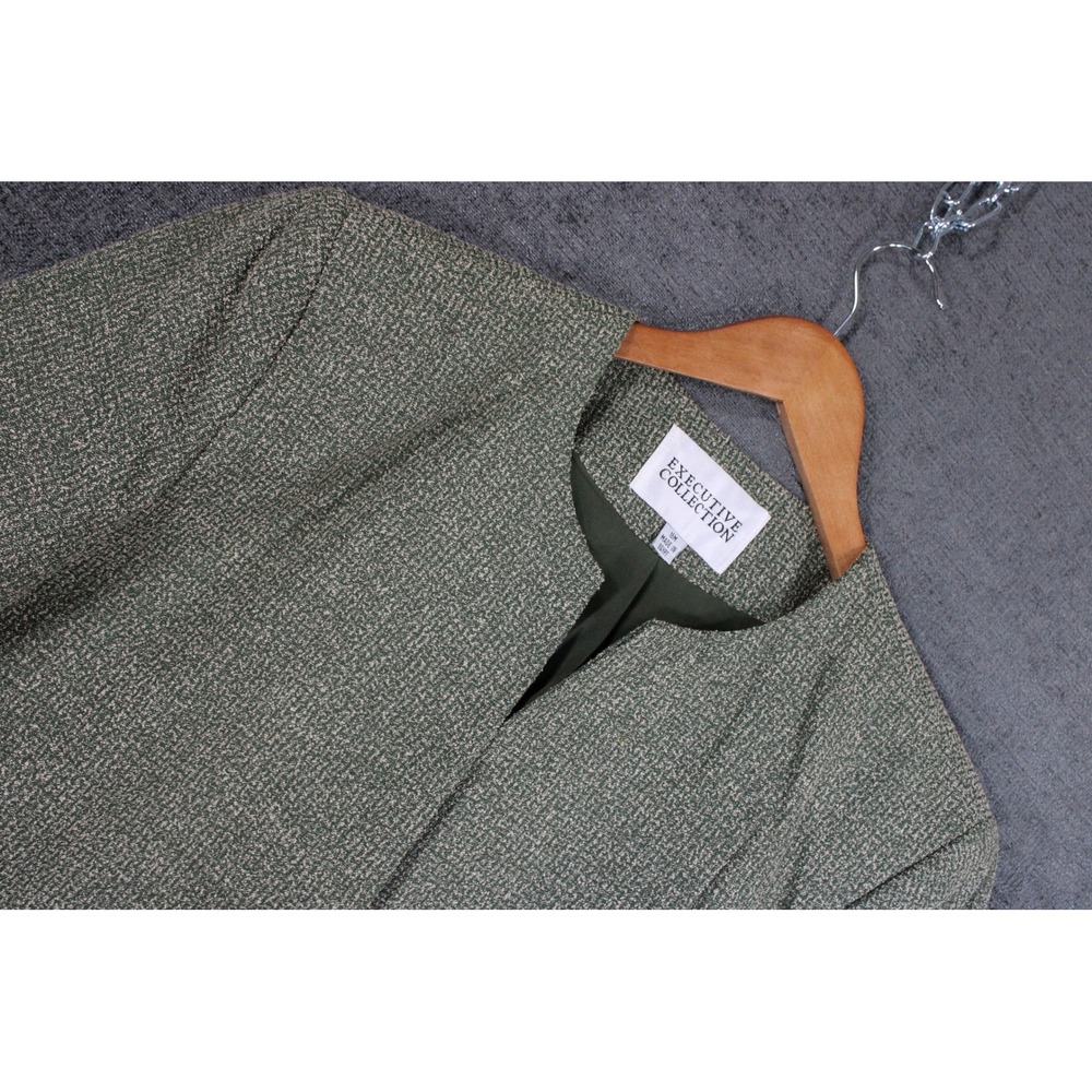 Executive Collection Womens Green Textured Collarless Blazer Jacket Size 16M